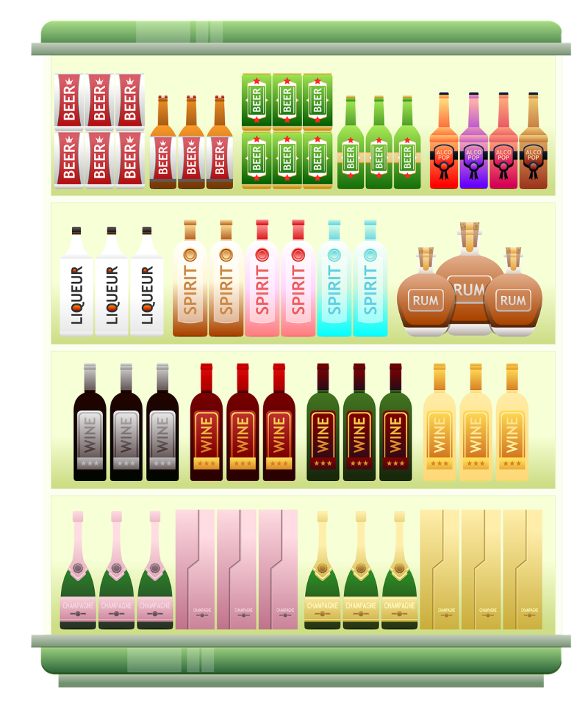 supermarket shelf, liquor, alcohol-1094820.jpg